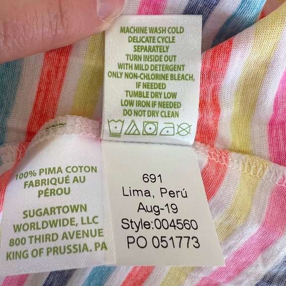 Lilly Pulitzer Waverly Multi-Island Stripe Top 3/4 Sleeve, size M - Picture 7 of 7